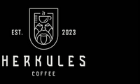 Das Logo von Herkules Coffee auf Schwarz links groß